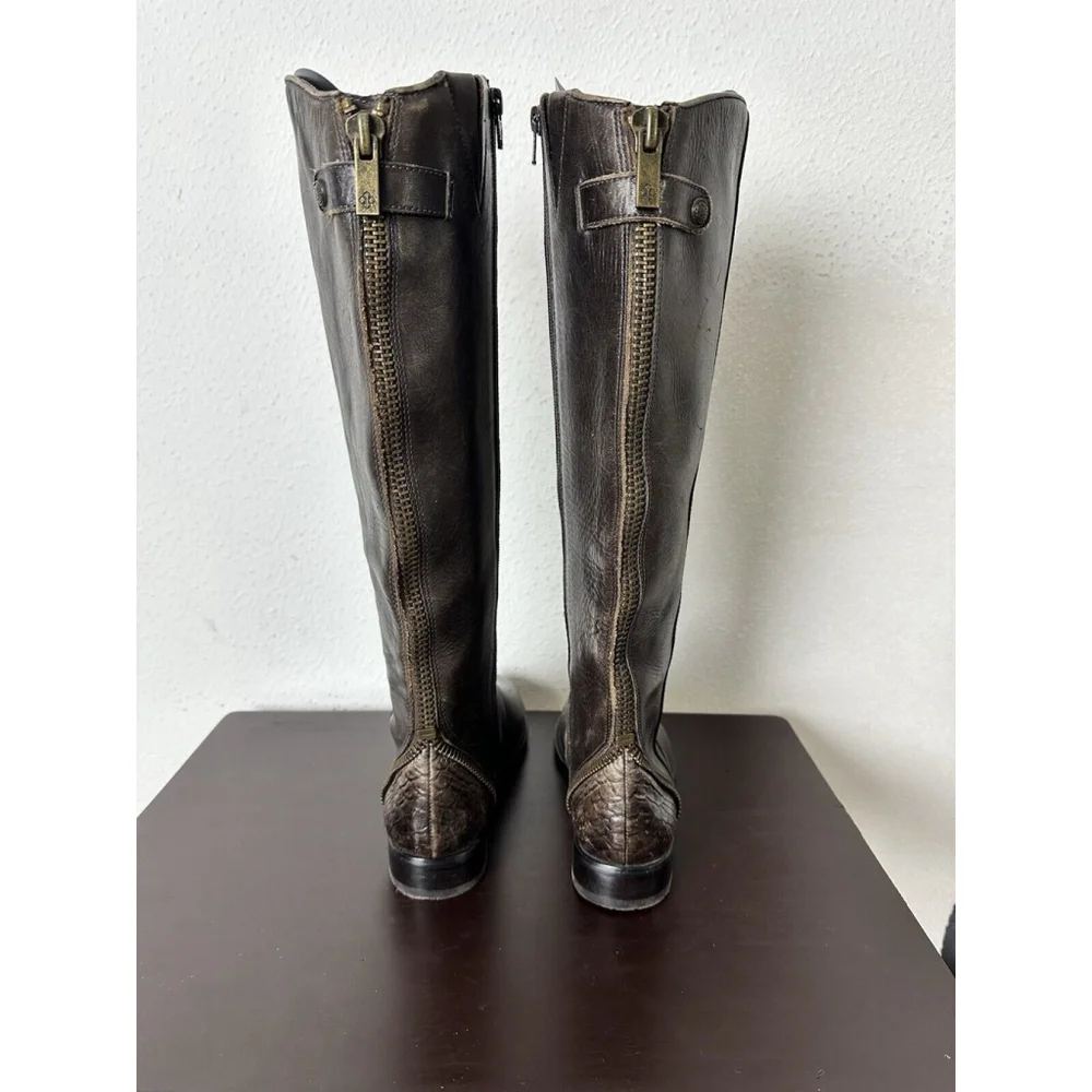Capezzani Brown Leather Tall Riding Boots Size 39/US 8 Made In Italy Pull On